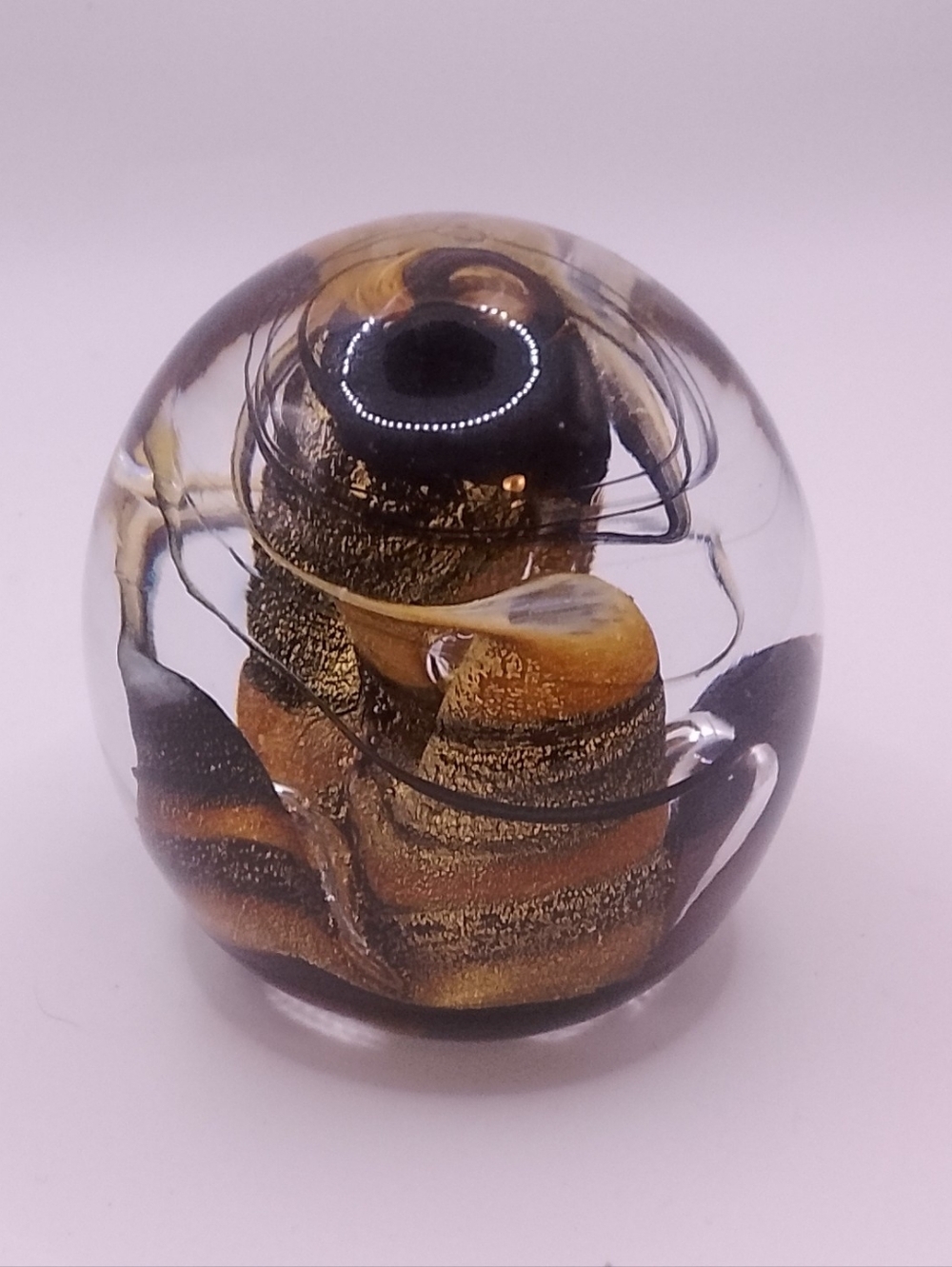 Beautiful Signed Paperweight Earthtone Cones Signed Jollet Paperweight 3"